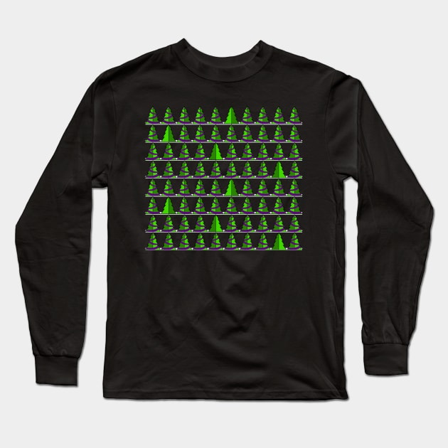 Pattern of Trees for Christmas Long Sleeve T-Shirt by Fun Funky Designs